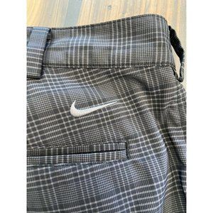 Nike Golf Mens Dri-fit Dark Gray Plaid Flat Front Golfing Shorts Size 36